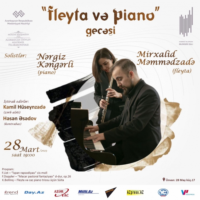 Kamera və Orqan Musiqisi zalının səhnəsində konsert - “Fleyta və piano gecəsi”