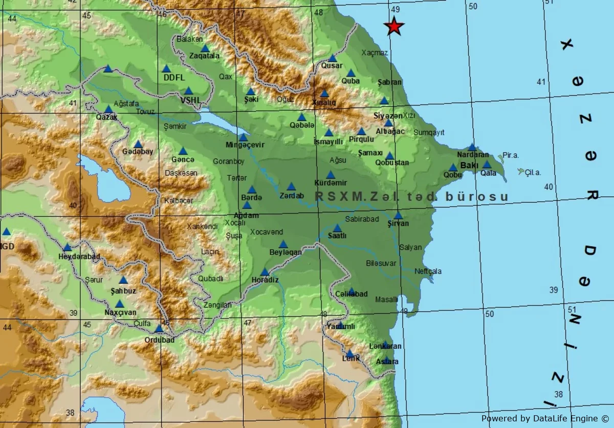 Xəzər dənizində zəlzələ baş verdi