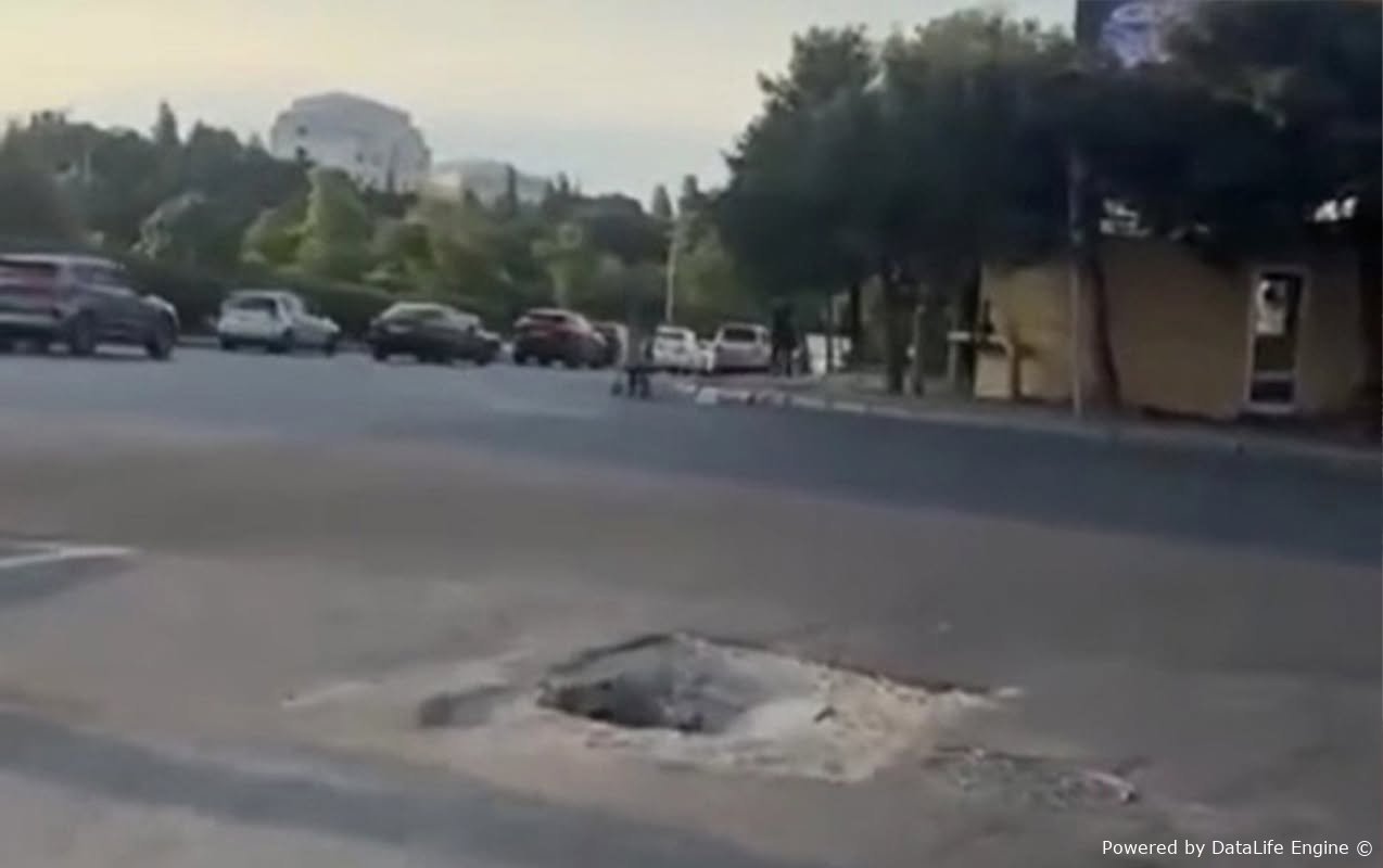 Binəqədidə yol çökdü, sürücülər çətin vəziyyətə düşdü