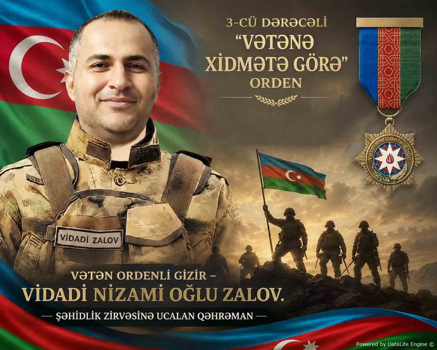 Vətən ordenli gizir – Şəhidlik zirvəsinə ucalan qəhrəman Vidadi Nizami oğlu Zalov